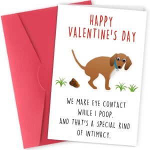 Funny Valentine's Day Greeting Card for Men Women,Cute Cartoon Pet Dog Gift Card, Valentine's Day Gifts for Him Her with Envelope
