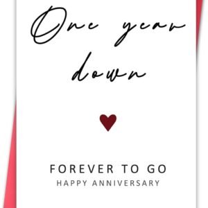 Happy 1st Anniversary Card, Funny 1 Year Anniversary Card, 1st Wedding Gifts for Wife Husband, One Year Cards for Girlfriend Boyfriend