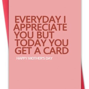 Pink Mothers Day Card for Mom, Happy Mother's Day Gifts from Daughter Son, Thank You Appreciate Card for Mother